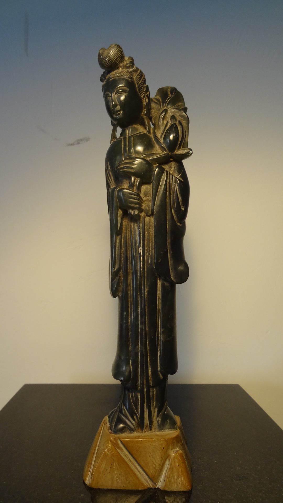 An Antique Chinese Jade Figure of Kwanyin Qing Dynasty 19th century.