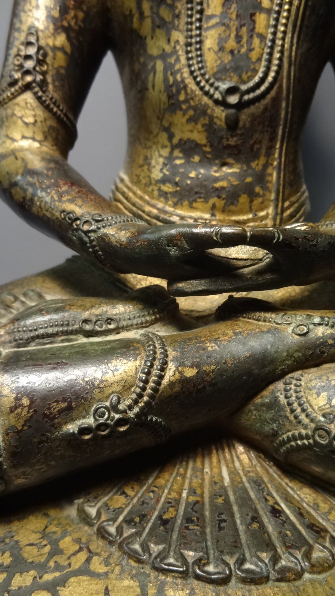 A fine and large Gilt bronze Sino-Tibetan seated figure of Amitayus 19thC