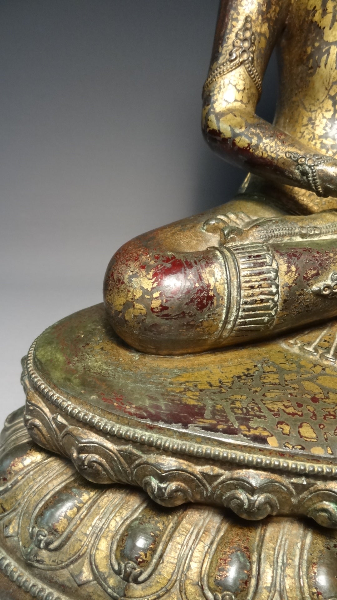 A fine and large Gilt bronze Sino-Tibetan seated figure of Amitayus 19thC