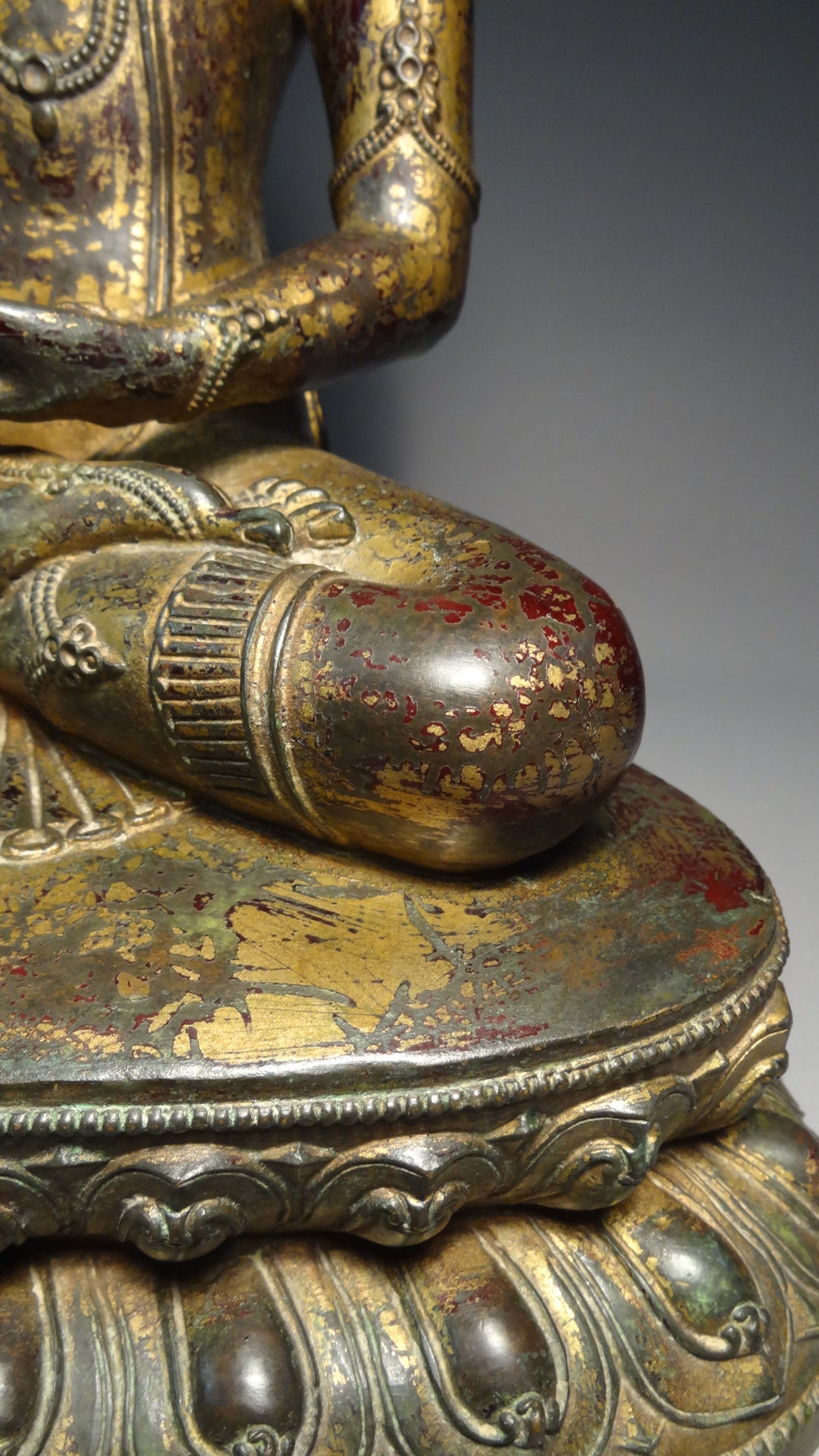 A fine and large Gilt bronze Sino-Tibetan seated figure of Amitayus 19thC